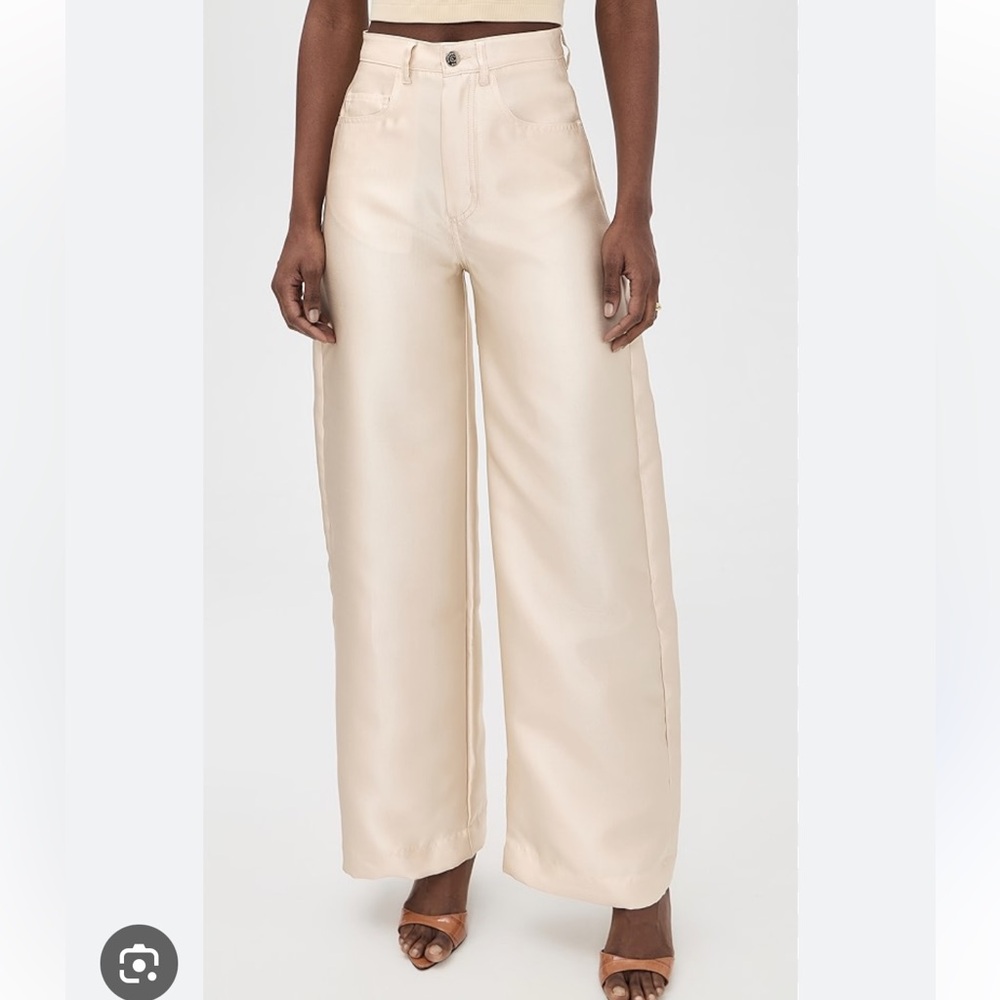 NWT Marques Almeida boyfriend plain drill beige jeans, size UK 6/ US 2-4